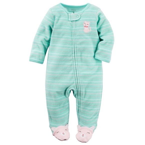 Baby Girl Cat Feet Terry Snap Onesie - Picture 1 of 8